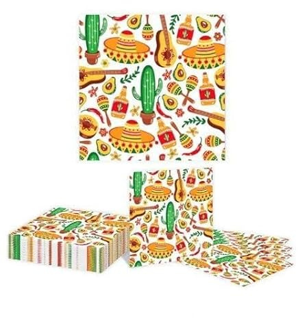 40 Piezas de Servilletas de Papel con Diseño de Cactus Mexicano, Servilletas Decorativas para Fiestas Temáticas, Cinco de Mayo, Cumpleaños, Eventos de Tacos, y Celebraciones
