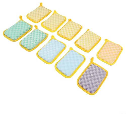 Dolvitrny Set di pagliette riutilizzabili in metallo, 10 pezzi in lana di acciaio inossidabile per strofinacci da cucina, stracci per lavare i piatti, filo non si aggroviglia, (B 10 pezzi)