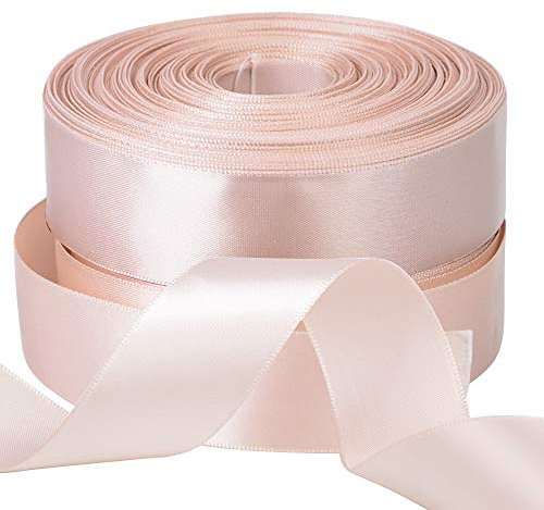 FLOFIA 2 Rolle Satinband 25mm x 22m Vanille Schleifenband Breit Geschenkband zum Basteln Dekoband Stoffband Geburtstag Geschenk Verpackung Taufe Hochzeit Weihnachten