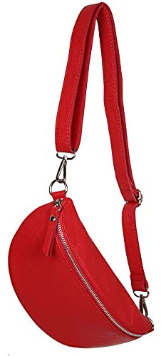 AmbraModa GLX10 - Damen Herren unisex kleine Hüfttasche Gürteltasche Bauchtasche Umhängetasche aus Echtleder (Rot)