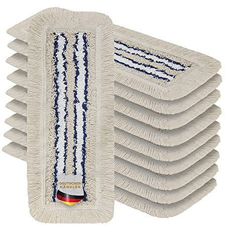 Okaei 10 Stück Wischmopp Bezug (40 cm) - Bodenwischer-Wischbezug für Krankenhäuser & Pflegeeinrichtungen - Wischer-Bezug mit optimalen Gleiteigenschaften für Ergonomisches Arbeiten - Beige