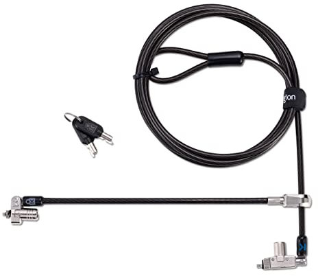 Kensington Slim N17 2.0 Laptop-Schloss mit zwei Schließköpfen, Schloss für ultra-flache Dell-Laptops plus Zubehör, 1,8 m Kabel aus Karbonstahl, Computer-Lock (K60508WW)