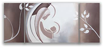 DIAMOND HOME Quadro Acrilico moderno soggiorno 3 pezzi 140x60 cm | Quadro camera da letto sacro con telaio in abete | Capezzale moderno camera da letto 002DMD