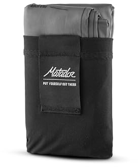Matador Pocket Blanket 4.0 - Black (Seats 2-4); Lightweight Picnic Blanket with Pegs; Foldable Picnic Blanket for Dry Sitting; Sandless Beach Mat & Festival Blanket for Concert, Walking, Hiking