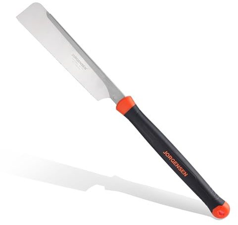 JORGENSEN Japanese Pull Saw, 9.5 Inch Pro Dovetail Saw with Rubber Handle, SK5 Steel Handsaw with Tool-less Quick Change Blade, 21TPI Fine Cross Cut Rip Cut Angle Cut Woodworking Tools