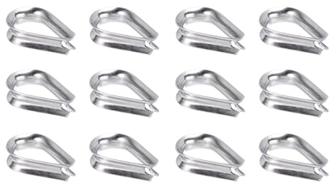 PATIKIL 15/64 Ditali per Fune Metallico, 12pz Ditale in Acciaio Inossidabile 316 per Fune Metallico per Cavo di Sollevamento ad Anello da 2 Mm di Diametro