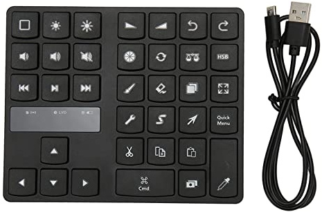 Rittangentbord, Ergonomiskt Enhandstangentbord med 35 Tangenter med Fördefinierade Verktyg för Att Skapa, Lightroom, Premiere-redigering och Mer