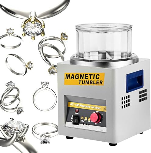 ZHJOPP pulidor magnético para Joyas, pulidor rotativo para Joyas de 180 mm, pulidor Profesional de Tambor rotativo, rotación bidireccional de 2000 RPM (110V)