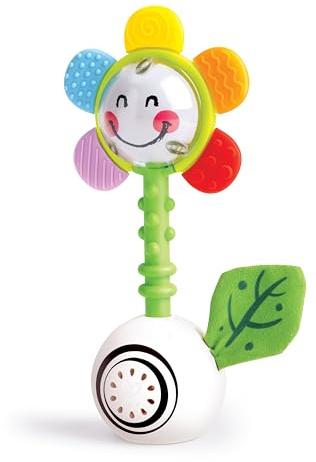 Hape, El Sonajero de Flor Agita y Brilla, Juguete multisensorial para bebés, Optimo para bebés a Partir de 0 Meses
