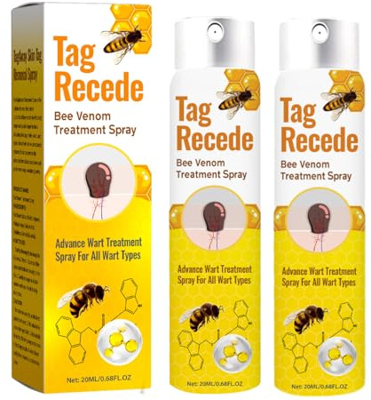 2PC Veneno de Abeja Crema | Eliminar Verrugas Spray | Natural Bees Venoms Spray Quitar Verrugas Cuello y Cara | Hidratante Skin Tag Remover Improved Skin Care Para Todo Tipo de Piel