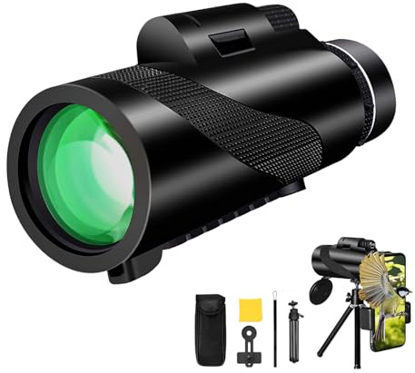 Mindu 12x50 HD Monokular Fernglas für Erwachsene mit Stativ & Smartphone-Halterung – BAK-4 Prisma, FMC-Objektiv, Einhand-Fokus – Monokular Zoom Fernglas für Vogelbeobachtung, Jagd, Wandern & Outdoor