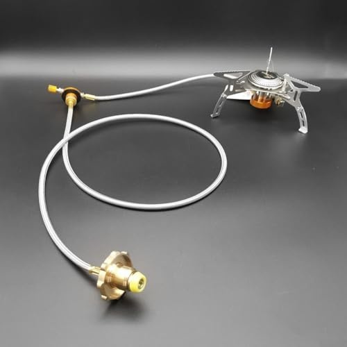 Tubo adaptador de combustible para exteriores, para GLP a recipiente plano, capa de malla de acero inoxidable 304 de cobre, para transferencia de gas multiusos (válvula)