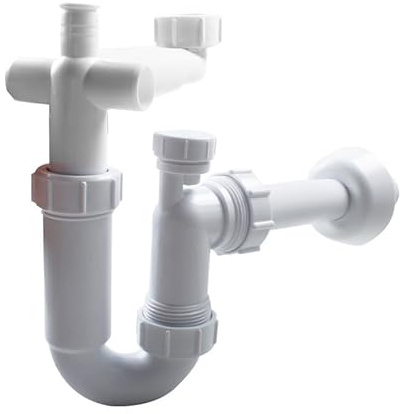 TALEA P Trap Drain Pipe, PP Material Rear Mounted Anti-Siphon Hard Tube for Washbasin Under Sink, White, G1-1/4'',GN145C001