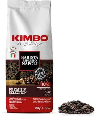 Kimbo Coffee Espresso Napoli Beans 250g | Italian Dark Roast with Intense Flavour | Whole Coffee Beans | Premium Blend for Espresso Machines & Bean-to-Cup Brewing