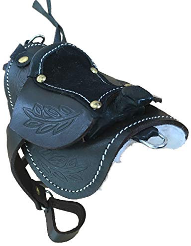 netproshop Leder Anhänger Miniatur Westernsattel Verziert Mit Kunstfell Zweifarbig