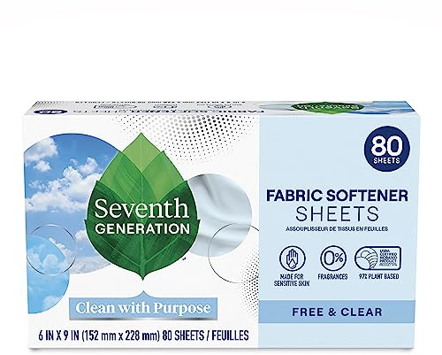 Seventh Generation - Free & Clear Natural Fabric Softener Sheets - 80 Sheets