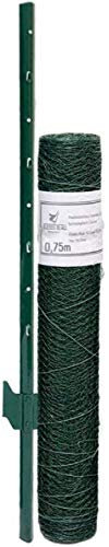 Niederberg Metall Maschendrahtzaun Set - 15m x 75cm Zaun - 12 Pfosten - 13x13 Zaunset Verzinkt Grün