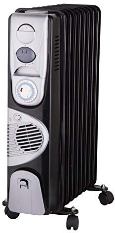 garden mile 2500W 11 Aleta Negro Aceite Lleno Radiador con 24 horas temporizador y Turbo Calentador Ventilador, Grande Portátil Energía effiicent eléctrico de suelo Habitación Calefactor Ajustable el