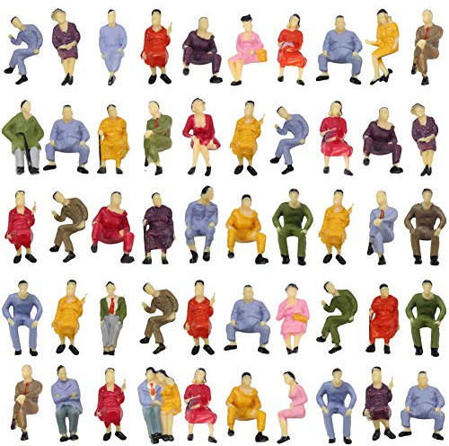 Evemodel P4302 50pcs Tutti Seduti Seduti Figure O Calibro 1/50 Scala Seduti Persone Ferroviarie Paesaggio Miniatura Modello Treno Layout