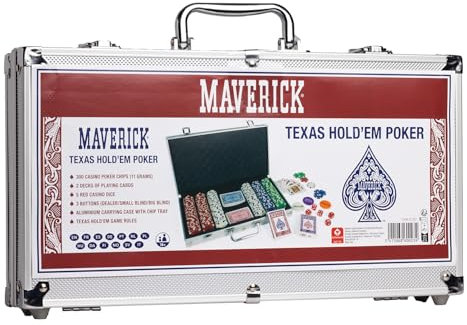Maverick Grimaud Pokerkoffer mit 300 Chips + 2 Spiele mit 54 Karten, Grau, 130012774