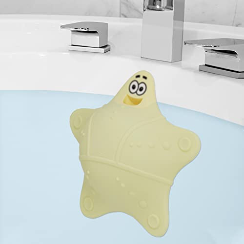 HengLiSam Bouchon de Trop-Plein de Baignoire, Accessoires de Bain, Couvercle de Trop-Plein en Silicone avec 5 Ventouses, Ajoute de l'eau pour Un Bain Plus Profond, Joli Bouchon de Baignoire (Jaune)
