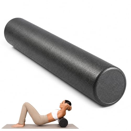 Physioworx EPP High Density Foam Roller, Black, Large 90cm x 15cm x 15cm | Muscle Massage with Trigger Points, Deep Tissue Rolling, Leg and Body Rollers, 90cm, 45cm, 30cm