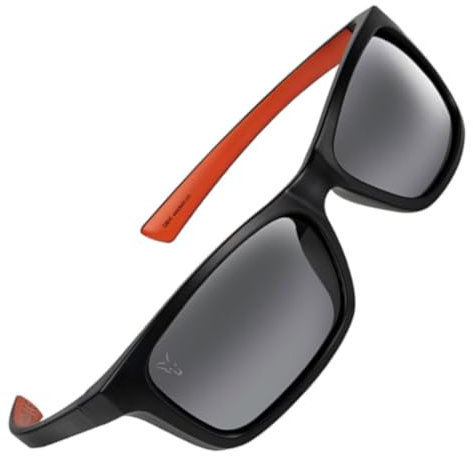 Fox Collection Wraps Black/Orange Grey Lense - Polarisationsbrille, Polbrille, Brille zum Angeln
