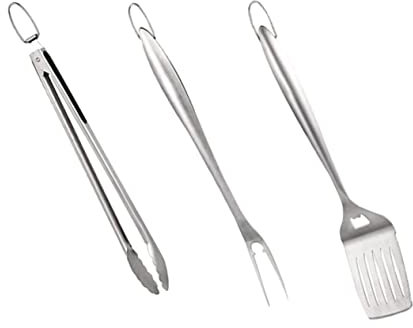 INOOMP Edelstahl Grillwerkzeuge Mit Gabel Schaufel Und Clip Für Außenbereich Grillen Kochen Im Freien Und Camping Leicht Zu Verwenden Und Aufzubewahren