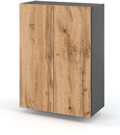 MRBLS - Armoire de salle de bain - Gris mat - Armoire suspendue pour salle de bain - Armoire murale - 60 x 80 x 30 cm (l x H x P)
