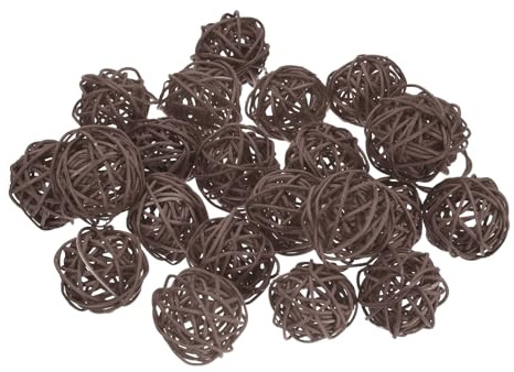 sourcing map 22 Pcs Wicker Rattan Balls, 1.6inch Wood Decorative Balls Vase Fillers for Centerpiece Bowl Orbs Fillers Tree Wedding Home Decor, Brown