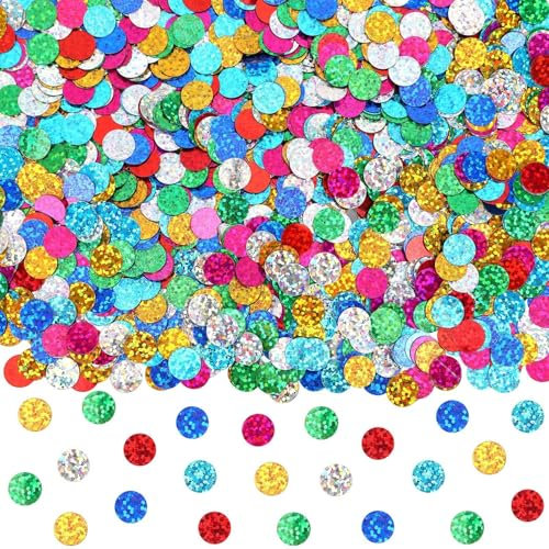 MARFOREVER Multicolor Sparkle Foil Confetti, Glitter Round Confetti Birthday Scatter Table Metallic Sequin Sprinkles Circle Dots for Baby Shower Wedding Christmas Valentine Party Decorations