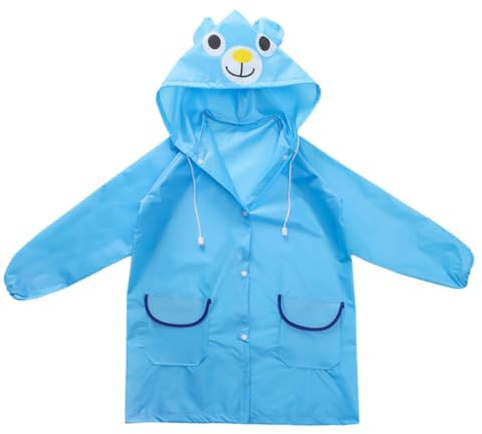 SGERUFZ Cape de Pluie Imperméable pour Enfants Poncho avec Capuche Wasserdicht pour Garçons Filles 3D-Ours-Chapeau Bouton-pression (3-8 ans)