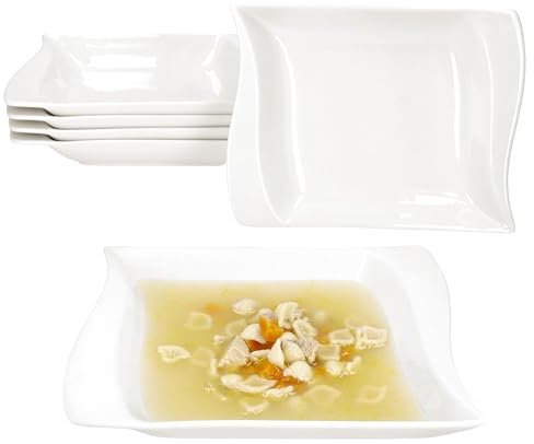 MamboCat Ivory 6er Set Suppenteller I 300ml I elfenbeinweiße Tiefe Porzellan-Teller für 6 Personen I für Salat, Suppe, Pasta & Co. beim Frühstück, Mittag, Kaffee & Abendbrot