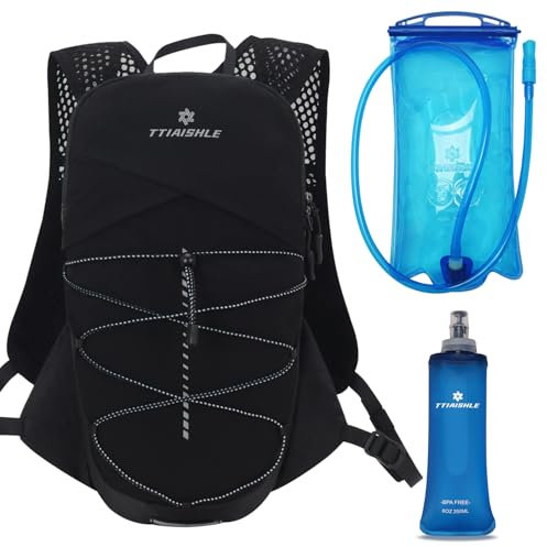 TTIAISHLE Laufweste Damen/Herren Ultraleichter Trinkrucksack mit trinkblase und weiche Flasche, Laufrucksack, Trailrunning Rucksack, Trinkweste Laufen, Running Vest,zum Radfahren, Laufen, Camping, Wan