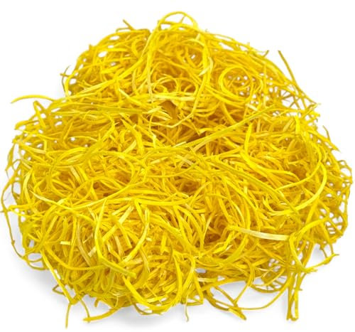 MIJOMA Erba decorativa per il fai da te: fibre di legno per fai da te, erba pasquale per nido e regali, 30 g, colori assortiti (giallo chiaro)