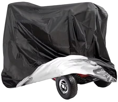 Ragyzity Heavy Duty Mobility Scooter Cover, 210D Oxford Waterproof Anti-uv Wheelchair Storage Cover Outdoor with Elastic Band, All Weather Covering for Most Motorbike Cover (142x66x91 cm)