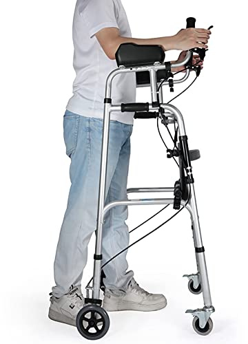 Déambulateur roulant pour personnes âgées – Déambulateur pliable robuste avec siège, 4 roues, accoudoirs et freins – Idéal pour une utilisation en intérieur et en extérieur
