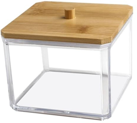 ABOOFAN Caja De Almacenamiento Acrílica Transparente Tapa De, Organizador Compacto para Hisopos De Algodón y, Diseño Portátil para Baño y Escritorio, Estuche Práctico