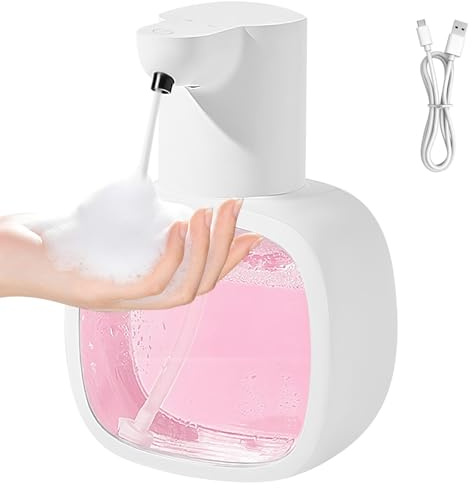 500ml Automatic Touchless Foam Soap Dispenser with IPX5 Waterproof Design, Wall Mounted Rechargeable Hands Free Sanitizer Dispenser with 4 Levels Adjustable for Kitchen, Bathroom, Home & Hotel Use