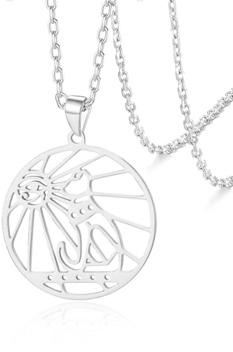 VASSAGO Egyptisk Ankh halsband rostfritt stål bastet katt öga av Horus hänge halsband Egypten Bastet smycken gåvor för kvinnor män, One Size, Rostfritt stål, Ingen ädelsten