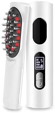 Elitzia ETDYM4 Appareil de massage du cuir chevelu et stimulateur de croissance des cheveux, rechargeable 5 en 1 EMS, micro courant et vibration, récipient sérum amovible, brosse à cheveux ionique