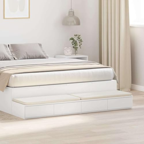 Générique Cassetto sotto il letto bianco 150 cm in legno di ingegneria, cassetto del letto minimalista con apertura a pressione, portaoggetti per camera da letto multiuso come comodino o pedana