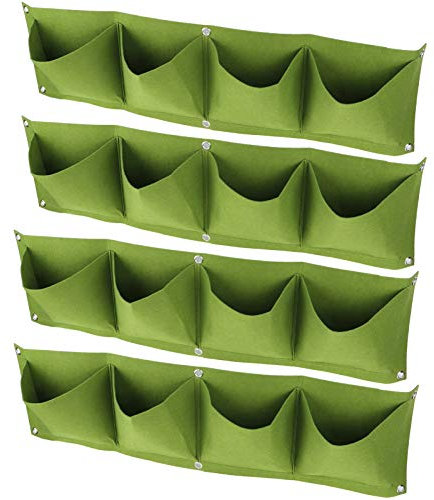 Atyhao Fioriera da Parete per Esterni da Appendere Verticale 4 Pezzi 4 Tasche per Piante da Coltivazione Borsa da Parete Riutilizzabile in Feltro degradabile fioriera da Giardino Erbe(Verde)