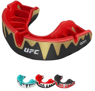 OPRO Platinum Level UFC Mundschutz, Zahnschutz für Erwachsene, mit revolutionärer Anpassungstechnologie für UFC, Boxen, MMA, Kampfsport, BJJ und alle Kontaktsportarten (Schwarz/Gold/Rot, Erwachsene)