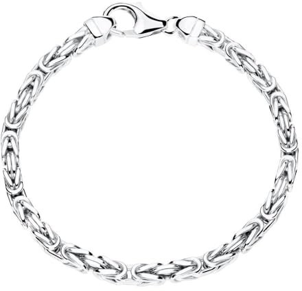 JEWLIX Armband Königskette 925 Silber rhodiniert 4mm KA0040-RH (21cm)