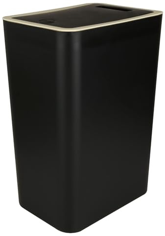 MIVIDE 12L Mülleimer Schmal, Mülleimer mit Deckel Schwarz, Mülleimers mit Pop-Up Deckel für Büro, Küche, Bad, Wohnzimmer