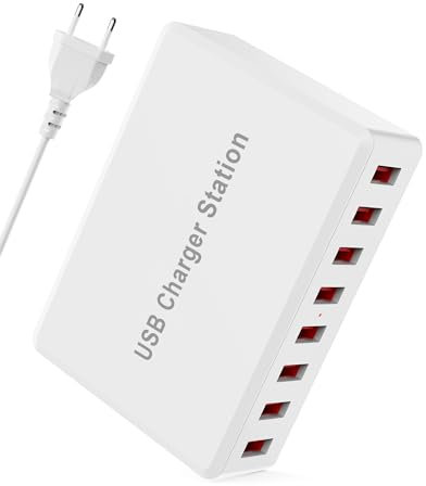 Rsydmny Cargador USB múltiple de 50 W, 8 puertos, estación de carga de 5 V y 10 A para varios dispositivos, para iPhone 15/14/13 Pro Max, iPad, Samsung Galaxy S23, Huawei