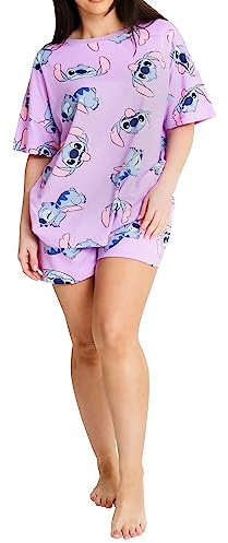 Disney Pigiama Lilo And Stitch per Donne | Pigiama a Maniche Corte con Stampa Integrale Stitch per Ragazze | Pigiamone da Donna Comodi | Merchandise Ufficiale | XL