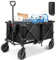 HIKENTURE Festival Trolley 200L Large Capacity, Heavy Duty Camping Cart with All-Terrain Wheels, Portable Utility Folding Wagon, Collapsible Wheels for Beach, Sports, Shopping, Black