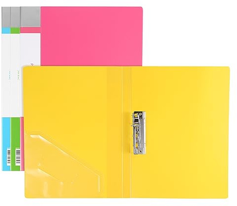 PATIKIL Reliure Ensemble, 4 pcs Plastique Simple Fort Agrafe Pince Classeur Sans Anneaux Feuille Classeur Classeur Protège pour A4 Format Papier Bureau, Multicouleur